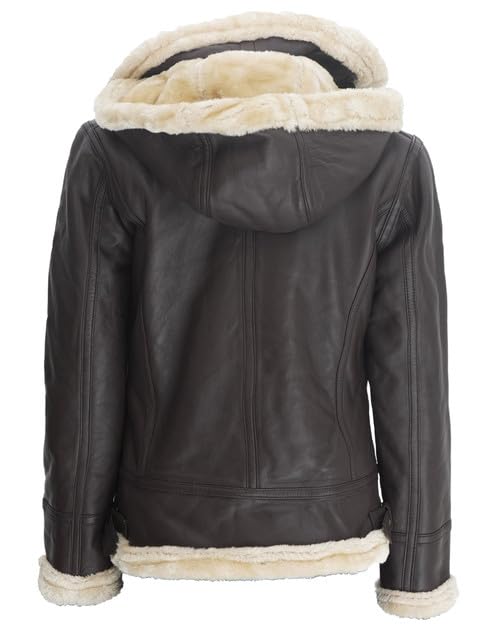 Decrum Hooded Leather Jacket For Women - Womens Leather Jacket Brown | [1309333] Brown Marlyn Hooded, M
