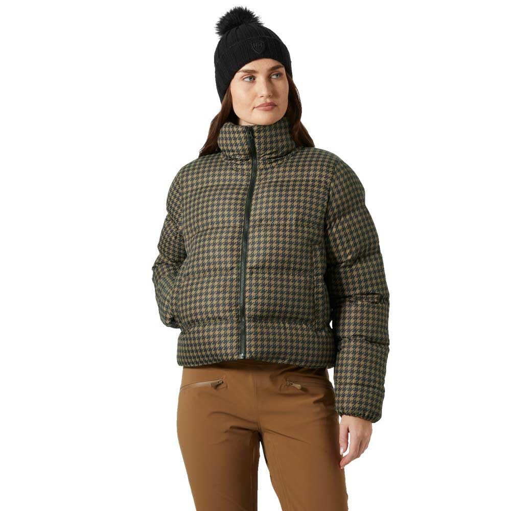 Helly Hansen Women's Jade Puffer Jacket, 718 Sepia Houndstooth Aop, Small