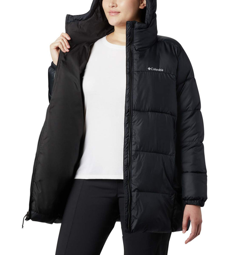 Columbia Women's Puffect Mid Hooded Jacket, Black, Medium