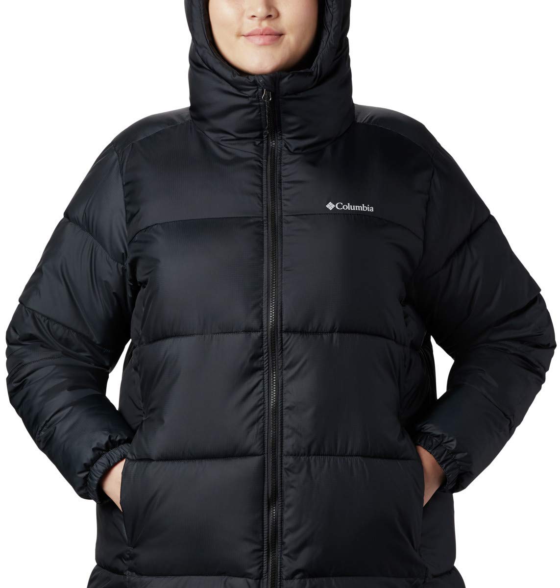 Columbia Women's Puffect Mid Hooded Jacket, Black, Medium
