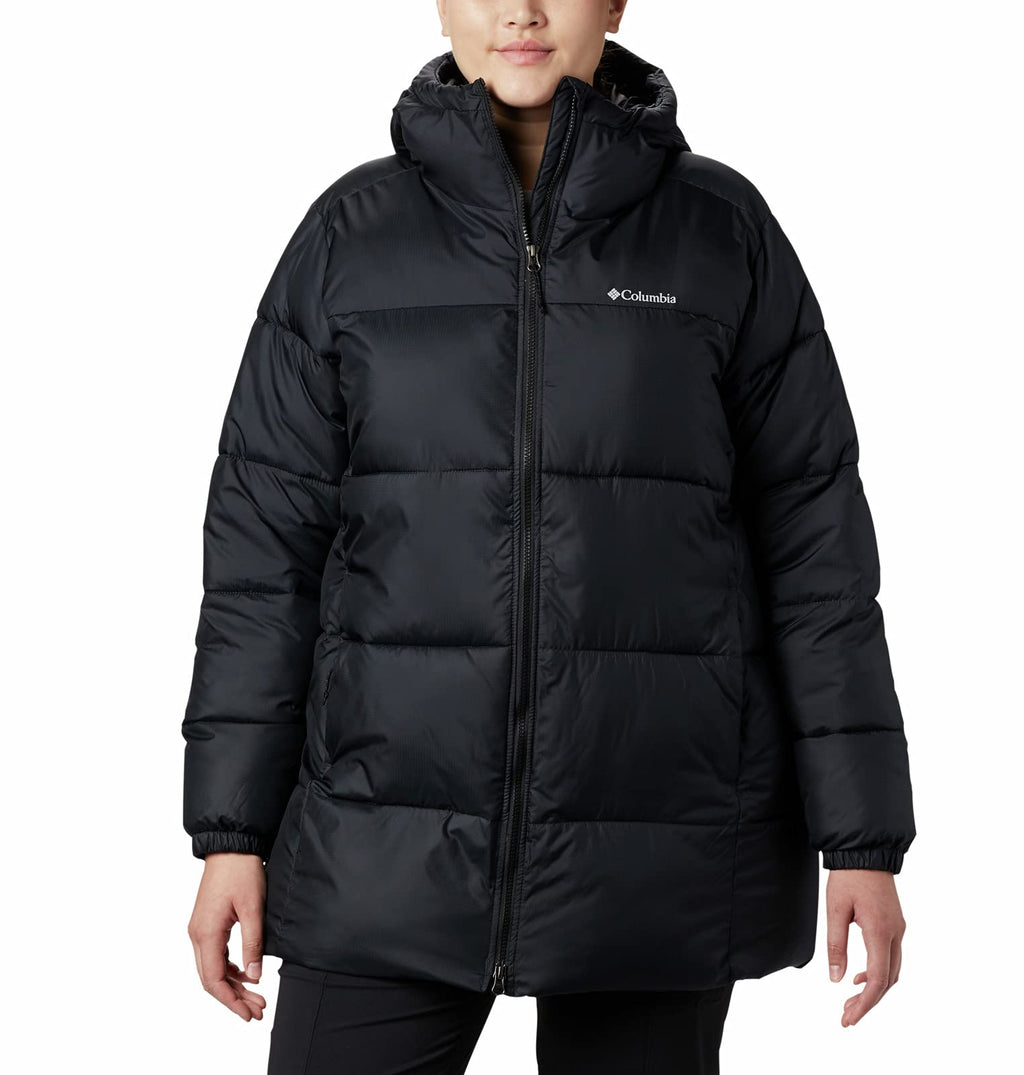 Columbia Women's Puffect Mid Hooded Jacket, Black, Medium