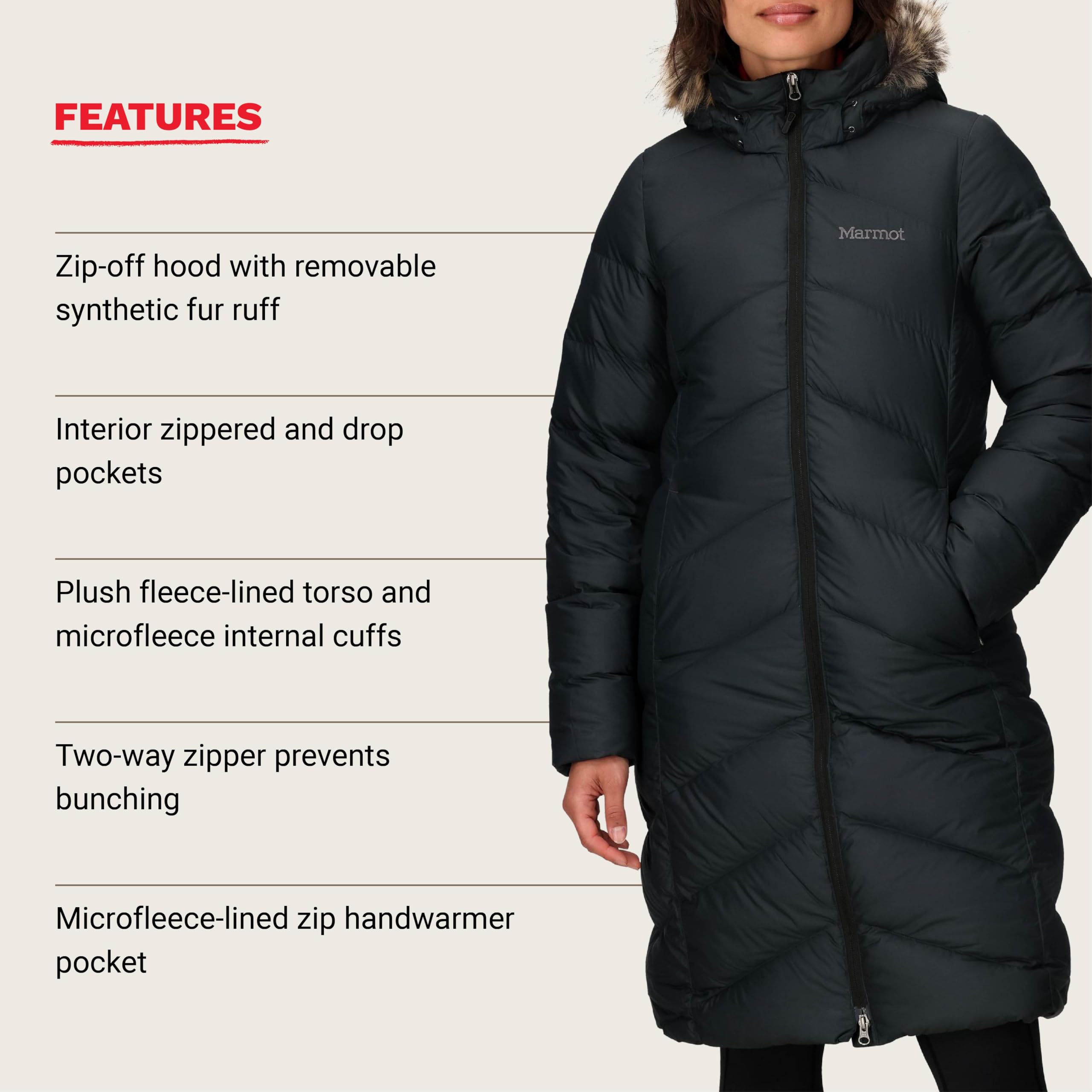 MARMOT Women's Montreaux Full Length Down Puffer Coat, Black, Medium