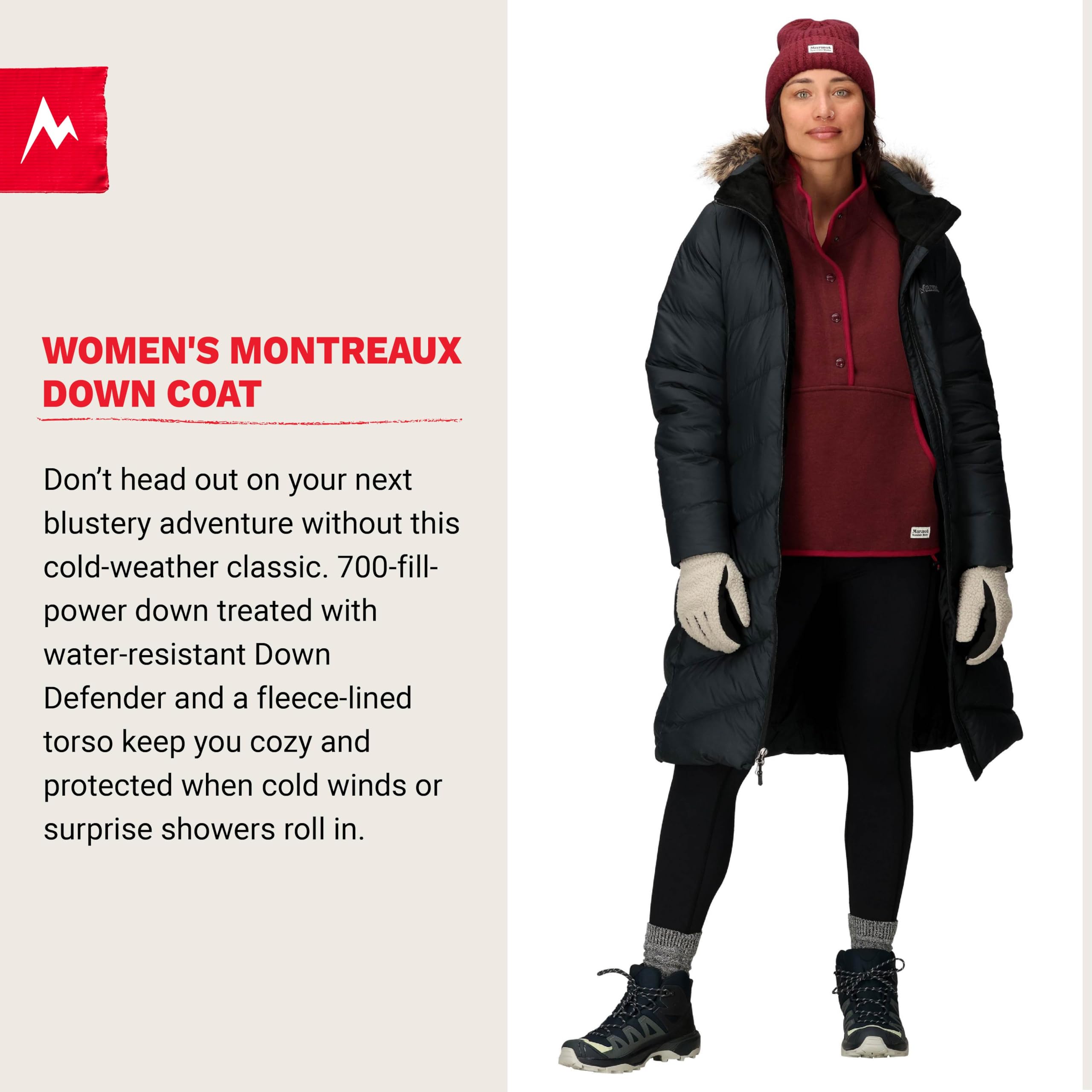MARMOT Women's Montreaux Full Length Down Puffer Coat, Black, Medium